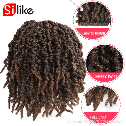 Wholesale 10inch Ombre Pre twisted Spring Braids Fluffy Short Curly Passion Twist Crochet Braiding Synthetic Hair Extensions